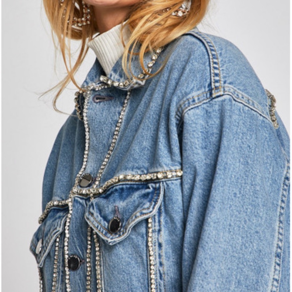 GUESS Rhinestones Denim JEAN JACKET GALE New W/O tag